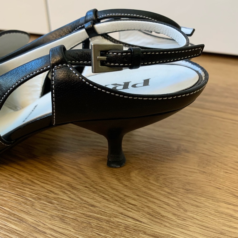 Prada/Slingback Sandals/Black leather - Picture 5 of 7